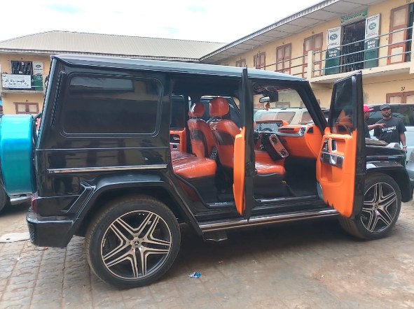 G-Class with custom orange leather interior and alloy wheels